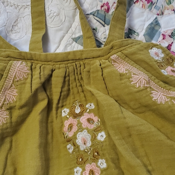 Louise Misha Eleonor Embroidered Mustard Suspender Skirt - Picture 4 of 8